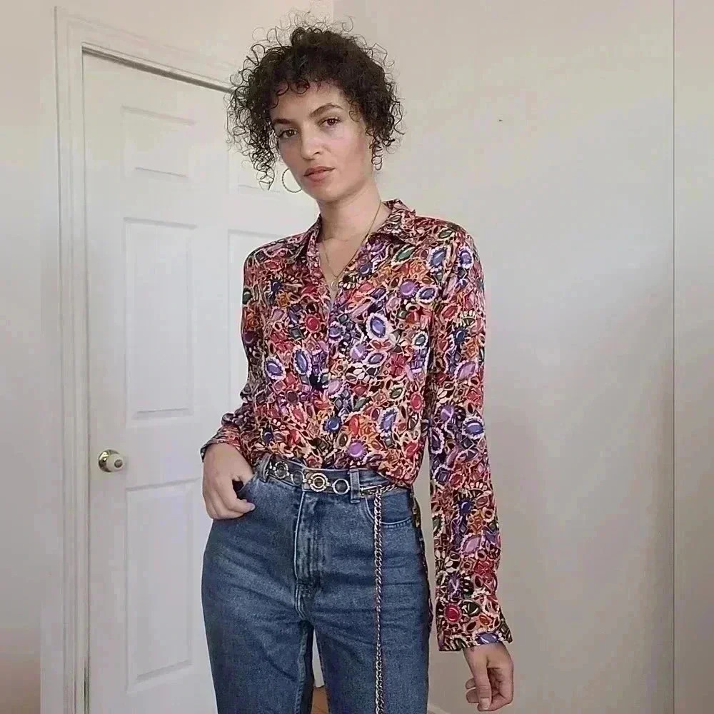 SIDNEY ROSS VINTAGE JEWEL PRINT SHIRT